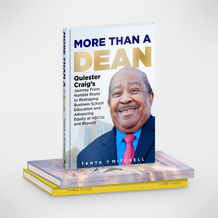 Hardcover standing on top of two stacked paperbacks