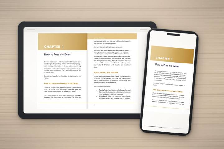 Ebook interior shown on a tablet and a phone